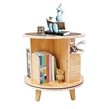 Rotating Bookshelf, Kids Book Organizer Wooden Storage Shelf, 360° Rotating Bookcase, Montessori Children Storage Display Tower, Pine Wood Space Saving Organizer, Bedroom Living Room Nursery Study