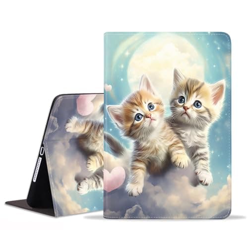 POIUYTREW Case for iPad 5th/6th Generation (9.7-inch, 2017/2018), iPad Air/iPad Air 2 Case, PU Leather Folio Smart Cover with Stand & Auto Wake Sleep, Cute Cat