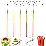 3 5 Pieces Spliceable Electrical Rescue Hot Stick with 31-Inch Steel Hook, Rescue Stick with Body Insulated Hook, Non-Telescopic Heavy Duty Hot Sticks(5 Pcs,4.0m 3-Section 10-220kv)