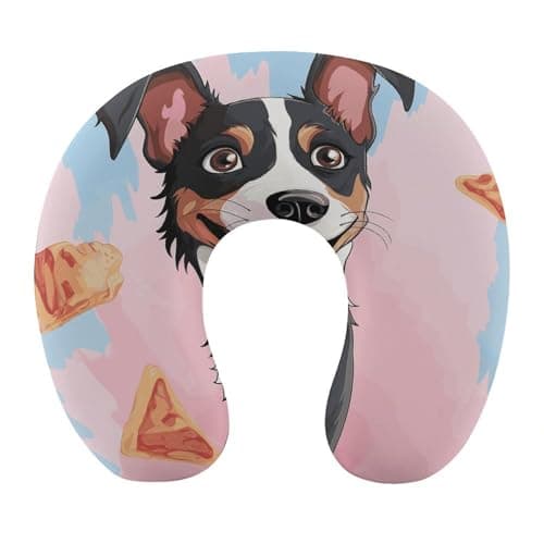 TESBNDDJ Rat Terrier Dog U-Shaped Neck Pillow,Portable Pillow Support with Zipper,Portable Pillow for Chin & Neck Support Memory Foam Neck Pillow,for Airplane,Car,Traveling,Office Or Home Use