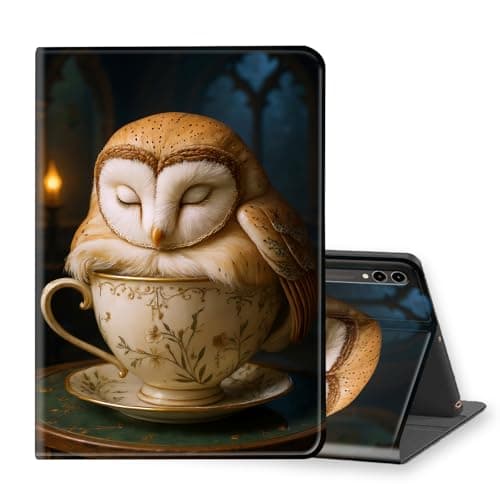 VOGDMKJG Stand Case for Samsung Galaxy Tab 12.4" S10 Plus 2024/S9 FE Plus/S9 Plus 5G 2023 - Auto Sleep/Wake Multi-Angle View Protective Tablet Cover for Girl Boy Business Travel Cup Owl