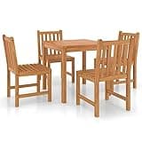 WRJENFSC 5 Piece Patio Dining Set, 31.5" Square Solid Teak Wood Garden Table and 4 Chairs, Natural Finish Outdoor Furniture Set for Backyard, Porch, and Kitchen Dining Area