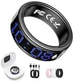 Smart Ring for Women & Men, Fitness & Health Tracker with Display Screen, IP68 Waterproof Smart Rings for Health Monitoring, Fitness Tracker Ring with Call Notification, No App Fees (Black, 13#)