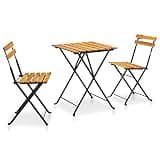 WDSAYREH 3 Piece Folding Bistro Set with Solid Acacia Wood Table and 2 Chairs for Patio Garden Balcony