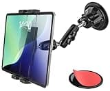 YOOZ Car Cockpit Tablet Mount Suction, Vehicle Tablet Holder for Driver [Flexible Metal Arm] Dashboard Windshield Window Mounting for Tablets Phones, iPad, Galaxy Tab, Z Fold, iPhone, 4-13" Device