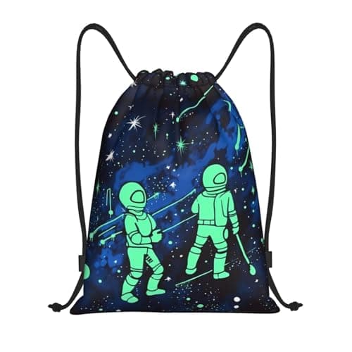 FHEDVBN Glow In The Dark Drawstring Backpack for Women Men Cinch Bags Lightweight Drawstring Bags Waterproof Gym Bags Small
