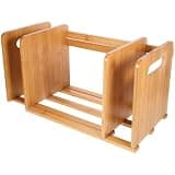 Toddmomy Adjustable Wood Book Organizer and Storage Organizer for Desktop Use, Khaki Color, Suitable for Books and Craft Supplies, Adjustable Range 32-60cm, Compact Desktop Bookcase and CD