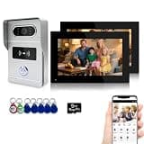 4 Wired Video Interocm System Doorphone Kit 1080P Doorbell for Home (Black (2 Monitor))