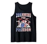 Percussion Drum Independence Day Drummer American Flag Tank Top