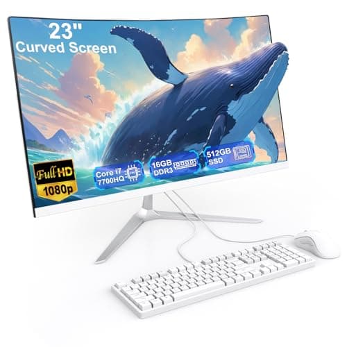 MECHAZER 23.8 Inch Curved Screen All-in-One Desktop Computer Core i7 (up to 3.8Ghz) 16GB RAM 512GB SSD All-in-One Computer WiFi6 Bluetooth5 Complete with Wired Keyboard & Mouse