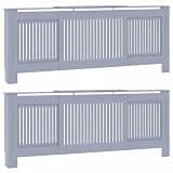 Favemtsl 2-Piece Radiator Cover Cabinet, Grey Engineered Wood Heater Guard for Living Room and Hallway, Slim Radiator Enclosure with Top Display Shelf, 80.71 x 8.07 x 32.09 Inches