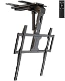 Motorized Ceiling TV-Mount for 37-75'' TVs - Electric Drop Down TV Mount with Remote Control, Includes Extension Arm Adapters for Lower VESA TVs, Holds up to 99 lbs, VESA 200x100 to 600x400 mm, Black