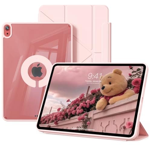 ZOPSGYU Case for iPad A16 11th Generation 11 Inch 2025, iPad 10th Generation 10.9 Inch 2022, Magnetic Detachable 360° Rotating Clear Case, Portrait/Landscape Angle Stand, Auto Wake/Sleep, Pink