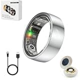 Qacksv Smart Health Ring - Fitness & Sleep Tracker, IP68 Waterproof, Remote Camera Control, Heart Rate & Blood Oxygen Monitor, Long Battery Life, Sleek Lightweight Design for Men & Women (Silver,14#)