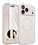 CAPRARO Magnetic for iPhone 17 Pro Case, Upgraded [Full Camera Protection] [Compatible with MagSafe] Protective Translucent Matte Women Girl Phone Case Cover, Stone
