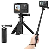VRIG TP29 Extenable Mini Camera Tripod,Portable Small Handle Grip Desktop Webcam Selfie Stick Tripod for DJI Osmo Action 5Pro/4/3/AKASO Brave EK7000,Pole Tripod for Action Camera Hero 13 12 11 10 Max