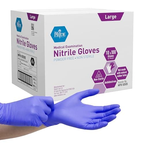 MedPride Powder-Free Nitrile Exam Gloves, Large, Case/1000 (10 Boxes of 100)