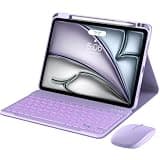 MoKo Keyboard Case with Mouse for iPad Air 11 Inch M4/M3/M2 (2026/2025/2024) & Air 5th/4th Gen, 7 Color Backlit Magnetic Detachable Multi-System Keyboard Folio Cover with Pencil Holder, Lilac