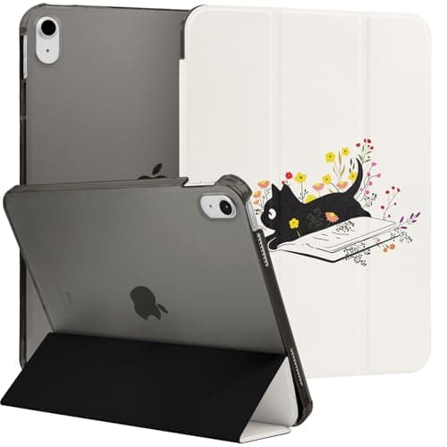 MrARTIST for iPad A16/10th Generation Case - Cute Women Girls Girly Kawaii Aesthetic Preppy Kawaii Chic Cool Design Cover for Apple Tablet for iPad A16/10 Gen 11 Inch 2025, Cat Book