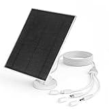 LIYVZ 5W Solar Panel for Security Camera 5V, Solar Panel with Battery 8000mAh. Continuous Power 3-in-1 Micro USB & USB C Solar Charger with Built-in Rechargeable Li-ion Battery