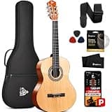 Beginner 36” Classical Acoustic Guitar - 3/4 Junior Size 6 String Linden Wood Guitar w/Gig Bag, Tuner, Nylon Strings, Picks, Strap, For Beginners, Adults
