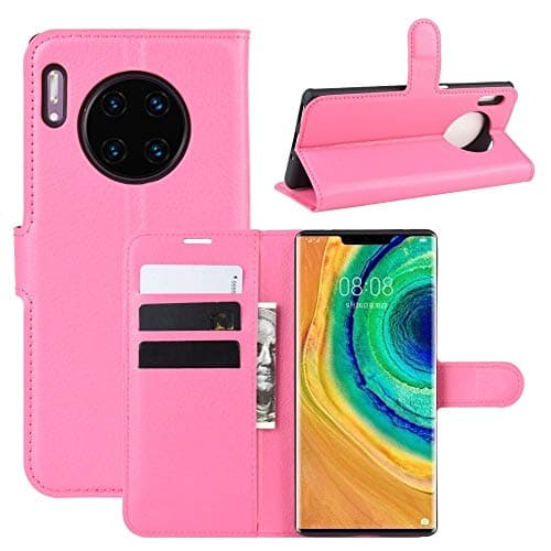 GUOSHU Tablet PC Case Bag for Huawei Mate 30 Pro Litchi Texture Horizontal Flip Leather Case with Wallet & Holder & Card Slots(Black) Back Cover Case (Color : Rose red)