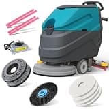 T381 22" Walk-Behind Commercial Floor Scrubber Machine, Large Tank