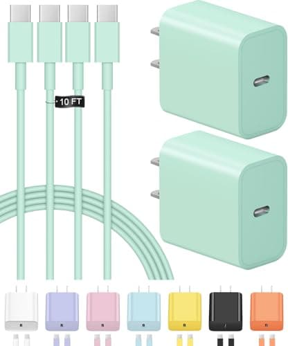 iPhone 17 16 15 Charger Fast Charging USB C Charger Block 2-Pack Type C Chargers iPhone 17 Chargers 10FT Cord for iPhone 17/17 Plus/17 Pro/17 Pro Max/16/16 Plus/16 Pro/16 Pro Max/15/15 Pro Max (Green)