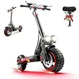 Electric Scooter Adults,1200/1600W Motor, 30/34 MPH Top Speed & 30/40 Miles Range, 48V 18/21AH Big Battery, 10/11" Off-Road Tire Folding E Scooter with Seat, Dual Braking System, Double Suspension