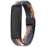 Braided Watch Band Compatible for Google Fitbit Air, Magnetic Buckle Strap, Breathable Soft Nylon Elastic Sport Wristband (Denim Colorful)