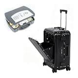 0.08 cu.ft Travel Safe + 20" Aluminum Carry On Combo – Digital Keypad Security Box & Zipperless Luggage with Laptop Pocket, USB Port, TSA Lock (Black)