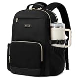 LOVEVOOK Laptop Backpack for Women with Pouch Pocket for Large Capacity Cup,15.6 Inch Laptop Computer Bag Travel Backpack Purse,Waterproof Work Business Backpack College Teacher Bags,Black