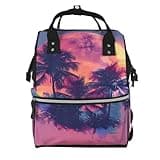 Fuzquwu Vaporwave Sunset (10) Print Diaper Bag Backpack,Travel Daypack For Mom Dad,Diaper Tote Backpack