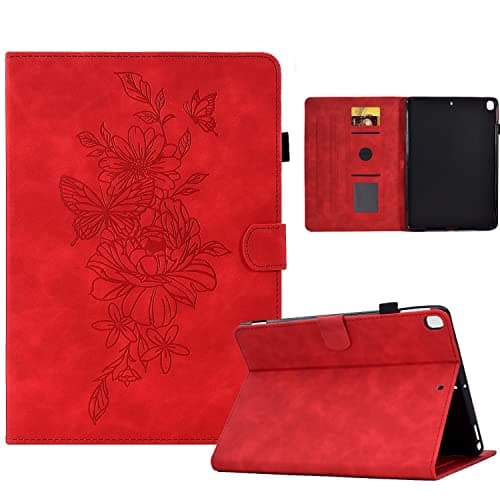 OWSIHNZBF For Samsung Galaxy Tab S6 Lite Case 10.4" Case（SM-P610/615,Premium Leather Slim Folding Stand Folio Cover Protective with Card Slot/Auto Sleep Wake(Red)