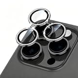 SHSJYA Glitter Diamond Camera Lens Protector for iPhone 12 / 12Mini / 12Pro / 12Pro Max, 9H Tempered Glass, HD Clear, Anti-Scratch, Bling Crystal Camera Lens Cover Film (Black,for iPhone 12Mini)