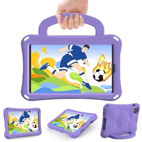 Kids Case for Xiaomi Redmi Pad SE 8.7inch 2024 Released, Lightweight EVA Kid Friendly Shockproof Protective Cover with Handle Stand + Shoulder Strap(Purple)