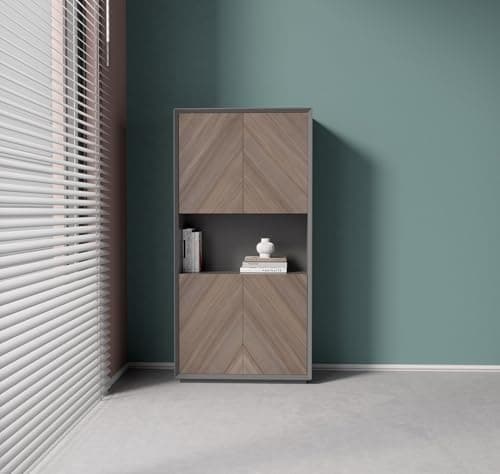 GT BLACK TURNSTONE Modern File Cabinet with Door, Minimalist Style Storage Cabinet with Open Compartments, Vertical File Cabinets for Home Office Organization and Storage, Filing Cabinet