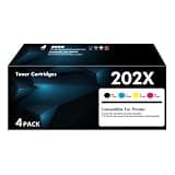 202X 202A High Yield Color Toner Cartridges 4-Pack Replacement for 202X 202A CF500X Toner MFP M281fdw M281fdn M281 M281cdw M254dw M254nw M254dn M254 Printer, Black Cyan Yellow Magenta