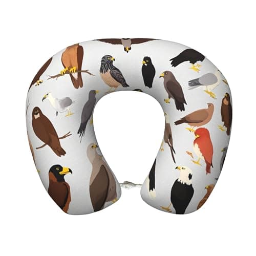 Qewfoju Neck Pillows for Sleeping Memory Foam Travel Pillows U Shaped Travel Neck Pillow Soft Headrest Pillow Suitable for Planes Car Office - Animal Bird