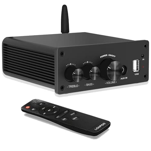 LONPOO Bluetooth Audio Amplifier, 2.0 Channel Mini Class D Integrated Amp, 200 Watts RMS, with Optical Port, Coaxial Jack, USB Playback, Aux-in, for Bookshelf Speaker (615B)