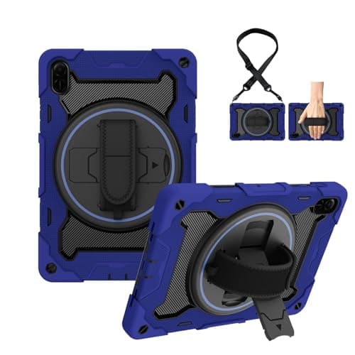 PREDCFVY Tablet Case Compatible with Honor Pad X8A 11 Inch (2024) and X9, Heavy Duty, Shockproof, for Kids, TPU, Stand, Hand Strap(Dark Blue)