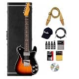 Fender American Vintage II 1977 Telecaster Custom - 3-Color Sunburst Bundle with Hat, Strap, Instrument Cable, Guitar Cleaning Kit, and Austin Bazaar Instructional DVD