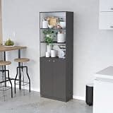 agnixnaf 5 Tier Bookcase with 2-Door, Gray+White, Multicolor Bookshelves Storage Organizer, Modern Display Standing Shelf Unit for Bedroom, Living Room, Study Room, Home Office, 11.8 * 24.7 * 71