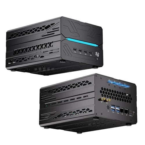 Kinupute Mini AI Server PC, Desktop Gaming Computer Ryzen 9 9900X, 64G DDR5, 4T M.2 PCIE4.0 SSD, Win-11 Pro, GeForce RTX5060Ti 16G, Six Display, HDMI/DP/Dual Type-C, 8K, Dual 2.5G LAN, WiFi7