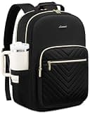 LOVEVOOK Laptop Backpack for Women with Giant Tumbler Holder 15.6 inch,Designer Travel Backpack Laptop Bag College Backpack,Quilted Work Nurse Teacher Backpack Purse Computer Bag Casual Daypack, Black