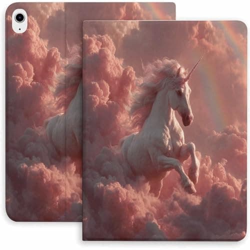 sbiyoundone Unicorn Clouds Rainbow Case for iPad 9th/10th/11th Gen,Mini 5/4/3/2/1(7.9in) Mini 6 (8.3in) Mini 7(8.3in),Air 4/5/6/7,Pro 11in(2020/2021/2022/2024) Auto Wake/Sleep