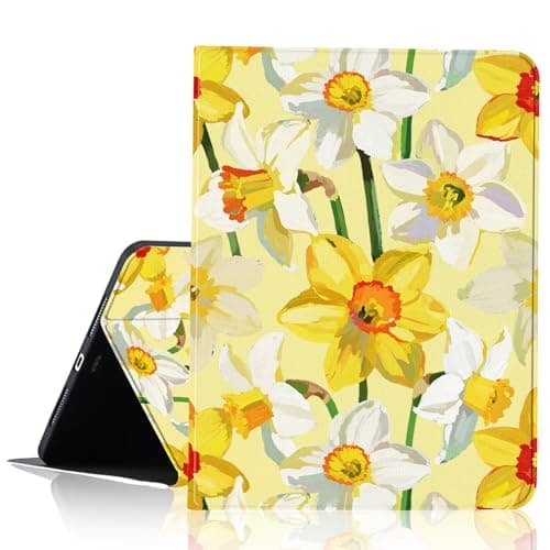 JOYLAND Yellow Background Flowers Tablet Case for iPad mini 7 (A17 Pro) 2024/iPad Mini 6 2021,Anti-Scratch Shockproof Stand Protective Cover with Pencil Holder