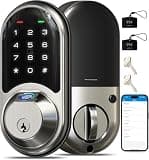 Veise RZ07 Fingerprint Smart Lock, 7-in-1 Smart Locks for Front Door, Keyless Entry Door Lock with App Control & Auto-Lock, Biometric Electronic Touchscreen Keypad Deadbolt, Satin Nickel