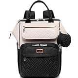 BabbleRoo Diaper Bag Backpack, Multifunction Nappy Changing Bag with Changing Pad, Stroller Straps & Pacifier Case, Unisex Stylish Travel Back Pack for Moms & Dads – Apricot & Black