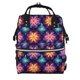 Fuzquwu Colorful Tie Dye Stained Glass (3) Print Diaper Bag Backpack,Travel Daypack For Mom Dad,Diaper Tote Backpack
